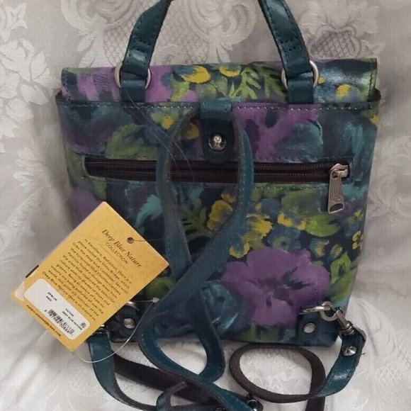 Vatoni Patricia Nash Blue Leather Floral Backpack - Showstopper NEW main image 5